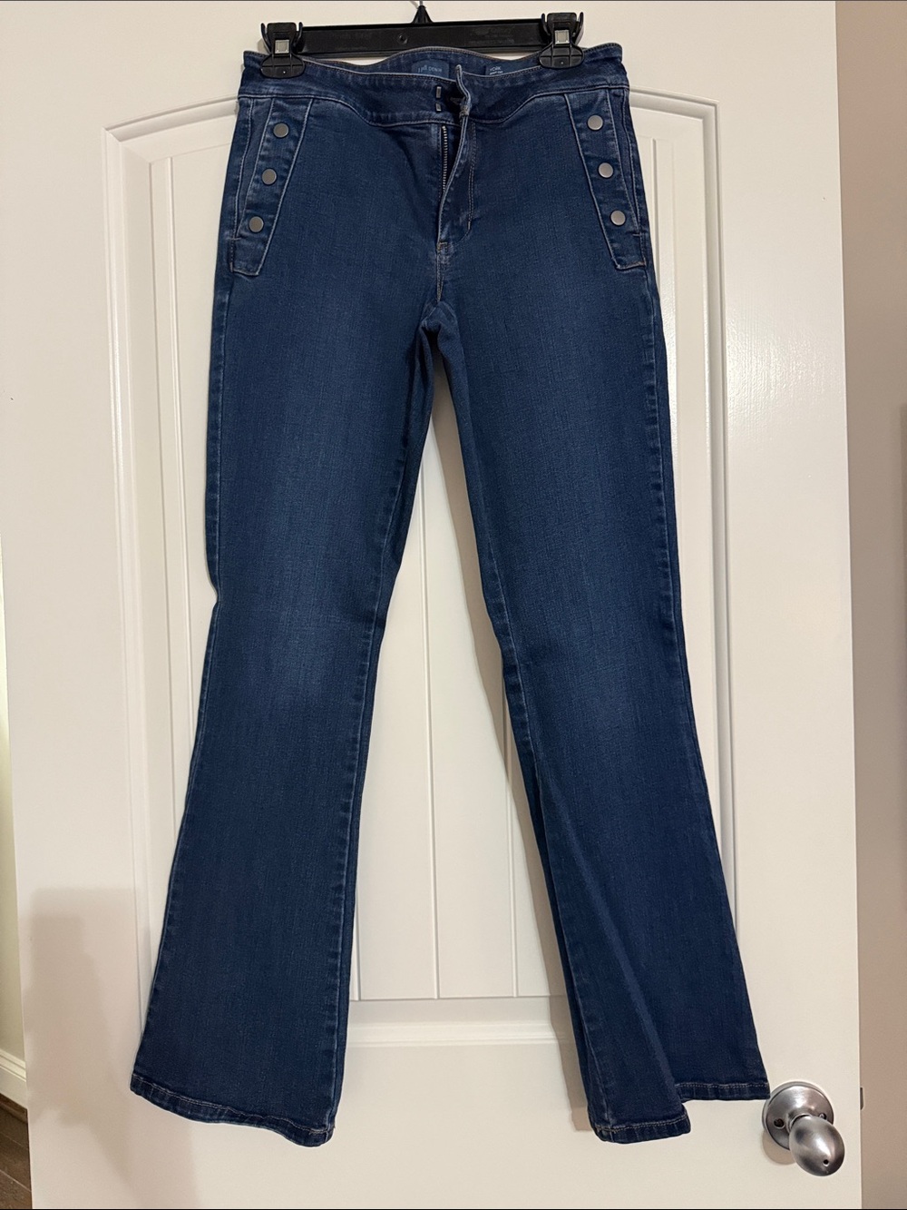 J. Jill Navy Boot-Cut Jeans with Snap-Trim Pockets
